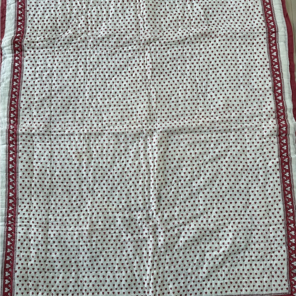 Roller Rabbit Red and White Heart Blanket and the other side with strips